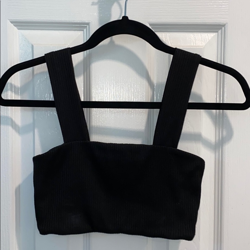 Ribbed Black Crop Top